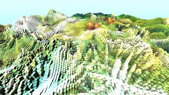 3D复杂的城市动画与移动彩色立方体