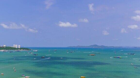 延时拍摄:泰国春武里的芭堤雅湾海滩和珊瑚岛;锅了