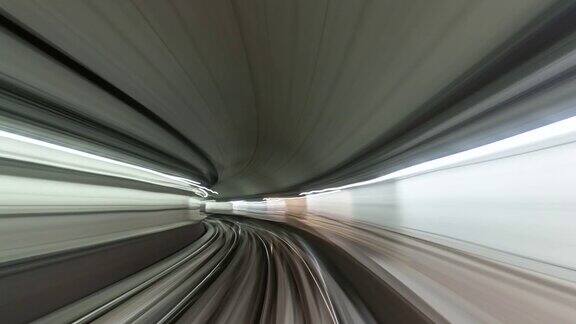 POV地铁列车通过隧道阿联酋迪拜