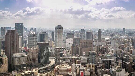 4K延时:空中大阪市景的行动