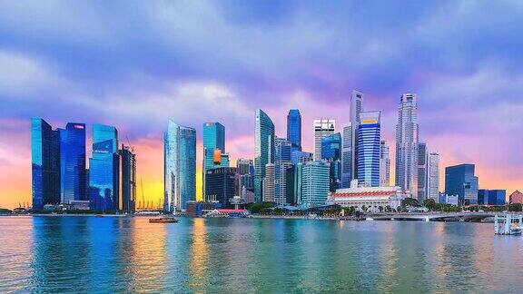 时间流逝新加坡城市景观