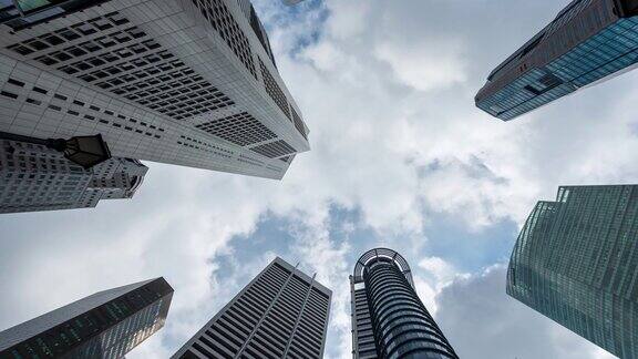 4K延时:新加坡城市景观现代办公背景缩小拍摄