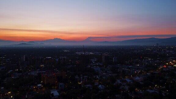 时间流逝黎明时分的墨西哥城火山景观
