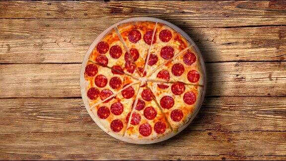 意大利辣香肠披萨的背景视频镜头