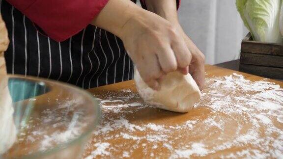 亚洲女人包饺子、饺子是中国传统食物