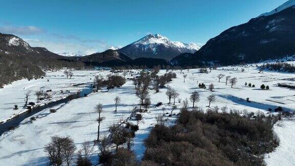 世界尽头阿根廷乌斯怀亚的雪林