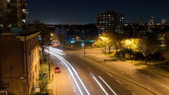 夜间城市街道的动态延时拍摄