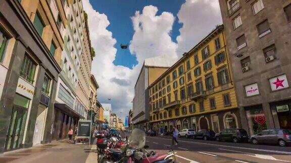 意大利夏日米兰城市街道漫步全景4k时间流逝