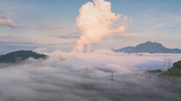 泰国南邦MaeMoh煤矿电厂鸟瞰图