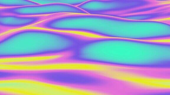 抽象彩色波浪背景在明亮的绿色黄色紫色和粉红色的颜色