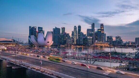 从白天到晚上时间流逝新加坡城市