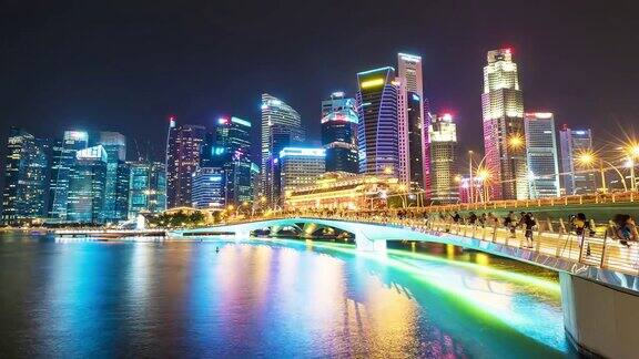 夜晚时光流逝:新加坡滨海湾