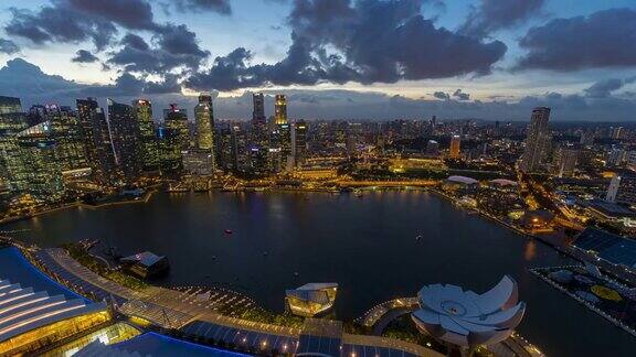 新加坡的城市景观时光流逝黄昏到夜晚