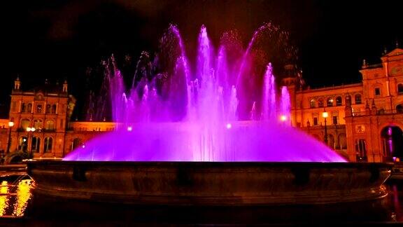 塞维利亚喷泉的夜晚
