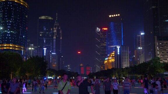 夜晚时分广州市区拥挤全景4k中国