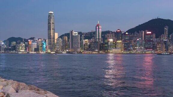 时光流逝暮光香港摩天大楼-现代城市商务区