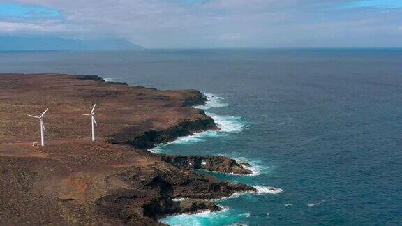 特内里费岛大西洋沿岸风车农场鸟瞰图