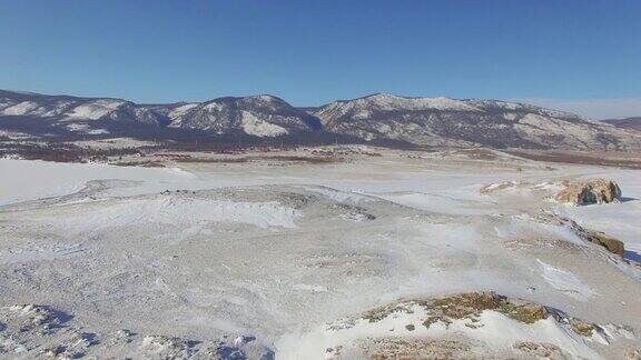 空中测量冬天贝加尔湖小海洋