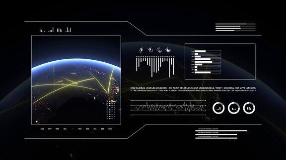 行星地球3d分析显示大洋洲的快速线路数据传输和数字连接的符号世界技术HUD界面