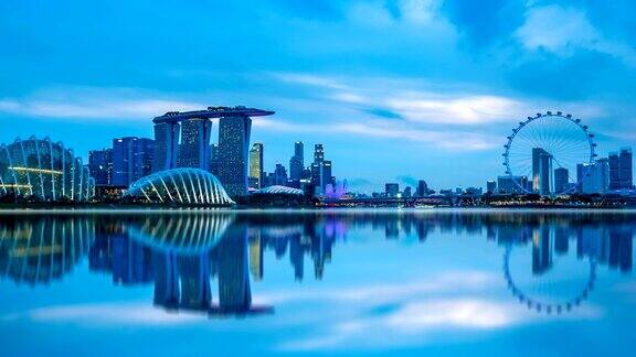 日落时分的4k新加坡城延时拍摄