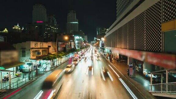 延时拍摄夜间交通堵塞曼谷