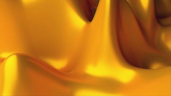 计算机生成的冒泡金色液体与高波浪动画三维渲染抽象背景