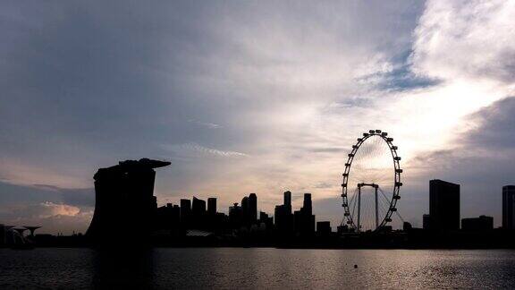 新加坡城市日落黄昏