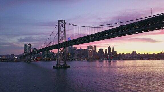 旧金山日落时的空中城市景观视频