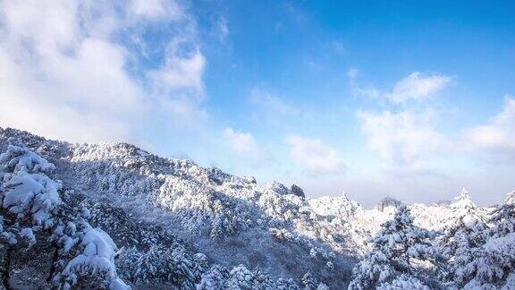 黄山的雪景云海延时