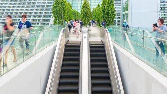 4K时光流逝:自动扶梯购物中心人群购物中心