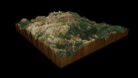 美国科罗拉多山脉地形地图3D渲染360度循环动画