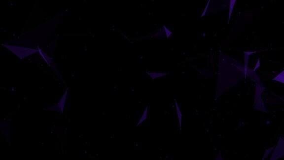 4K紫色抽象背景可循环动画网络连接几何抽象背景与连接的线和点黑色背景上的连接线和点