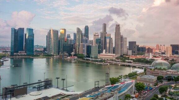 新加坡海湾地区在黄昏俯视