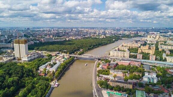 夏日著名的莫斯科城市景观航拍时间全景4k俄罗斯