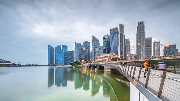 新加坡4k延时电影日出新加坡中央商业的场景新加坡