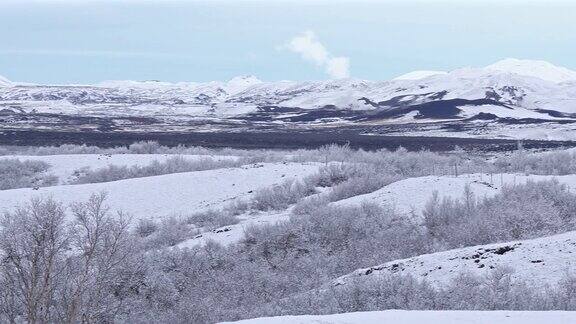 冰岛DimmuborgirLakeMyvatn冬季景观