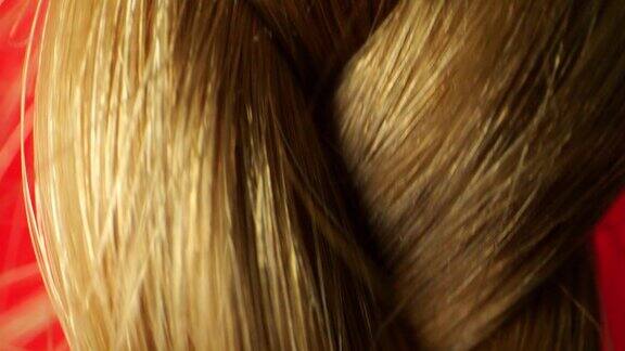 金发辫子的特写自然的金发女郎倾斜版本2