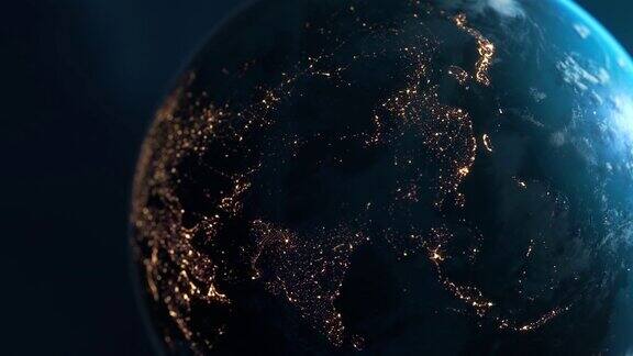 夜晚的亚洲-从太空看地球