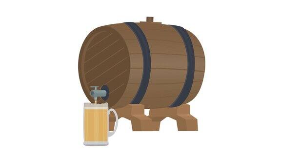 木制的桶啤酒桶的动画卡通