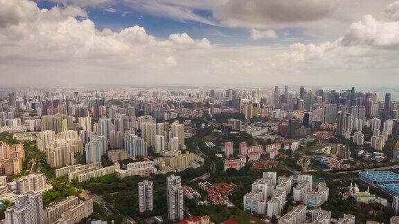 白天飞行在新加坡城市空中全景4k时间间隔