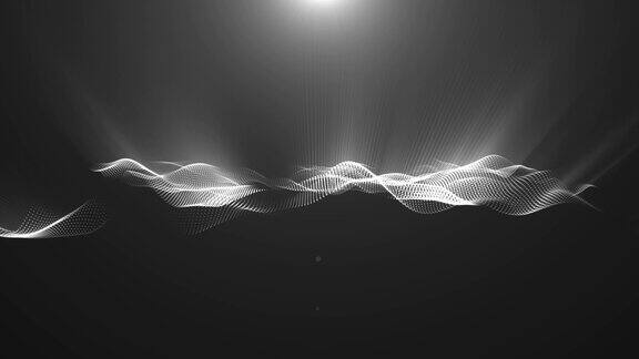 抽象的蓝色波浪粒子在黑暗的背景与光的效果数字技术的连接和创新