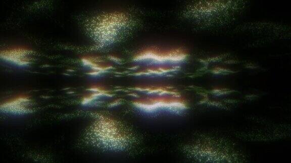 绿色彩虹色数字粒子波流网络空间抽象运动