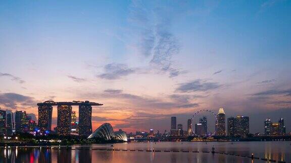 新加坡城市白天到夜晚的延时