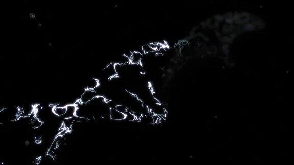 3D动画的DNA生长在黑色背景与粒子DNA的方向是斜的电流流过DNA的表面阿尔法通道