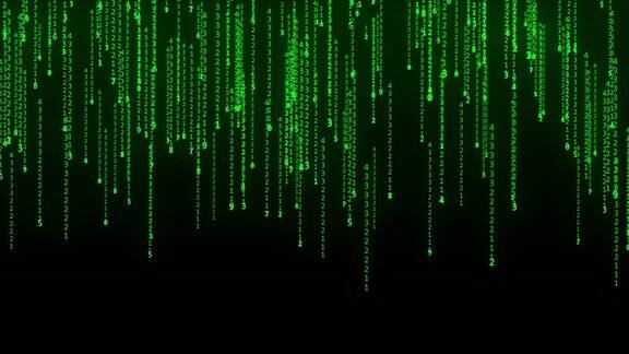 数字二进制数据流代码后台背景矩阵编程概念黑客编程网络空间用绿色变换数字4k的动画