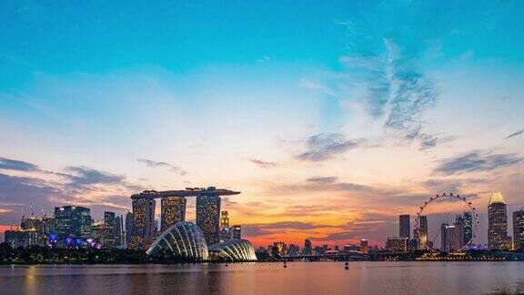 日落时分的新加坡时光流逝