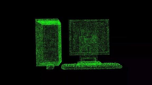 3DPC旋转黑色背景计算机设备概念个人电脑商业广告背景用于标题文本演示3d动画60FPS