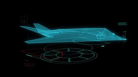 全息HUD动画飞机视频片段适合在HUD和科幻项目中使用