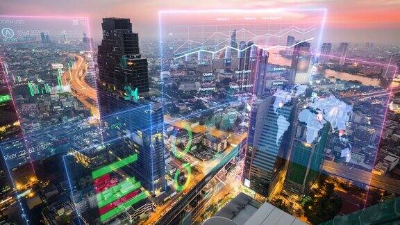 城市双重曝光与商业数据分析仪表板技术