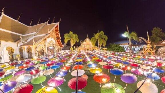 泰国LamphunHariphunchaiWoramahawihanTempleKrathongFestival(水灯节